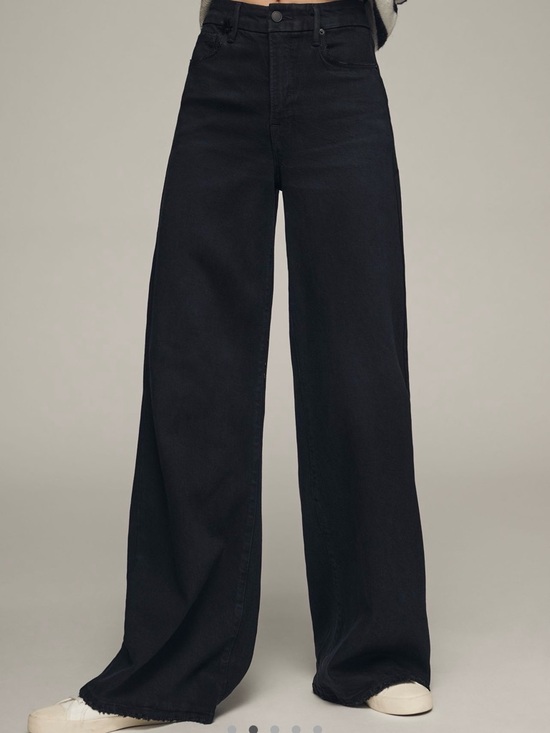 Good American Good Waist Palazzo High-Rise Wide-Leg Jeans Black 4 - Picture 2 of 4